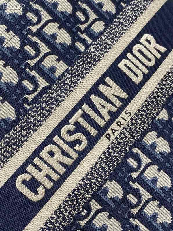 Christian Dior Hat Basket Bag 28cm Butterfly Oblique Embroidery, Blue