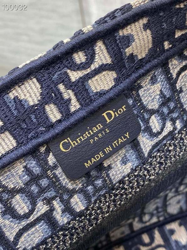 Christian Dior Hat Basket Bag 28cm Butterfly Oblique Embroidery, Blue