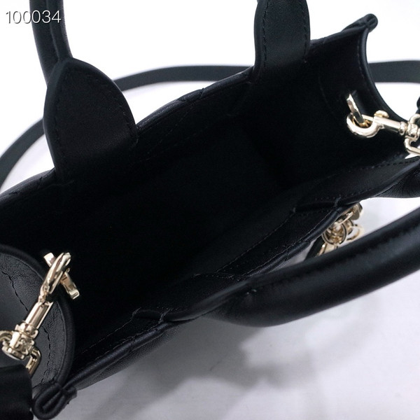 Christian Dior Mini Book Tote Bag 22cm Macrocannage Calfskin Leather, Black