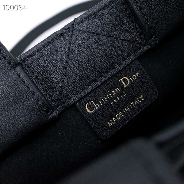 Christian Dior Mini Book Tote Bag 22cm Macrocannage Calfskin Leather, Black