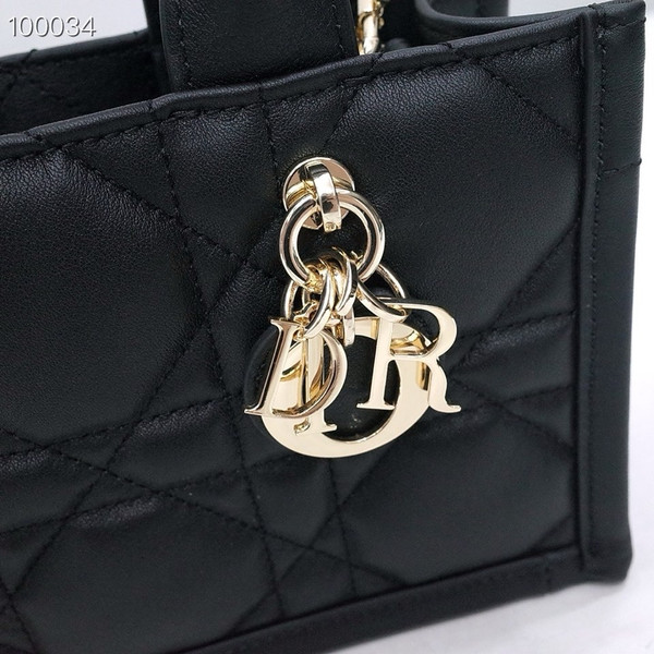 Christian Dior Mini Book Tote Bag 22cm Macrocannage Calfskin Leather, Black