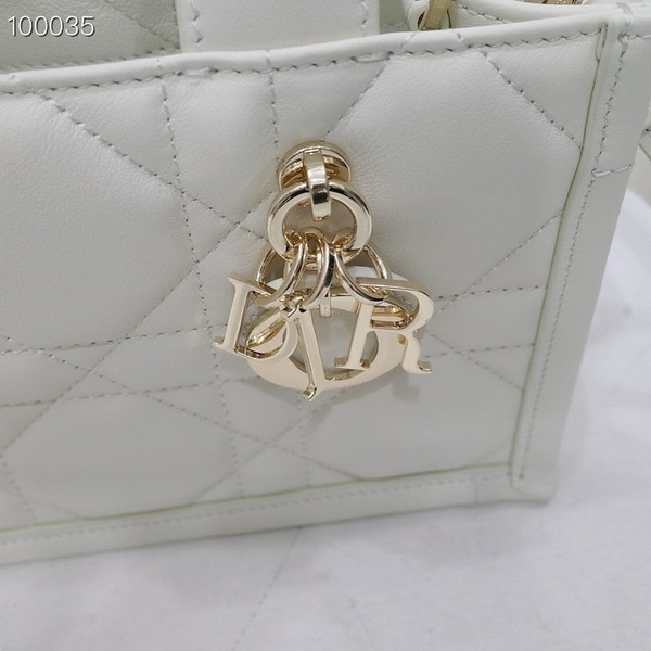 Christian Dior Mini Book Tote Bag 22cm Macrocannage Calfskin Leather, Latte