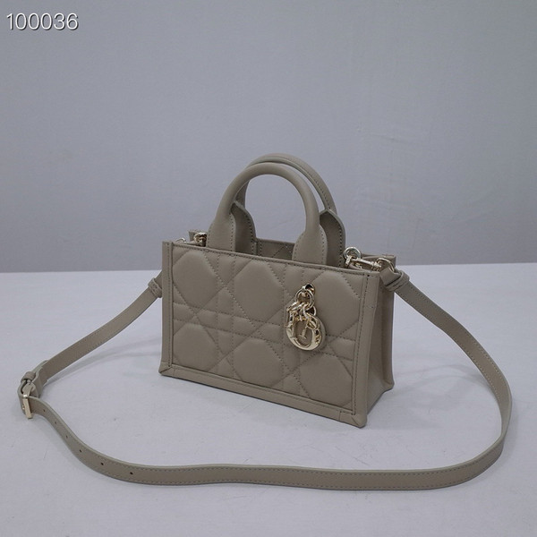 Christian Dior Mini Book Tote Bag 22cm Macrocannage Calfskin Leather, Powder Beige