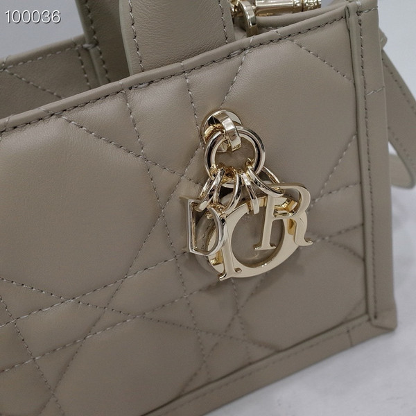 Christian Dior Mini Book Tote Bag 22cm Macrocannage Calfskin Leather, Powder Beige