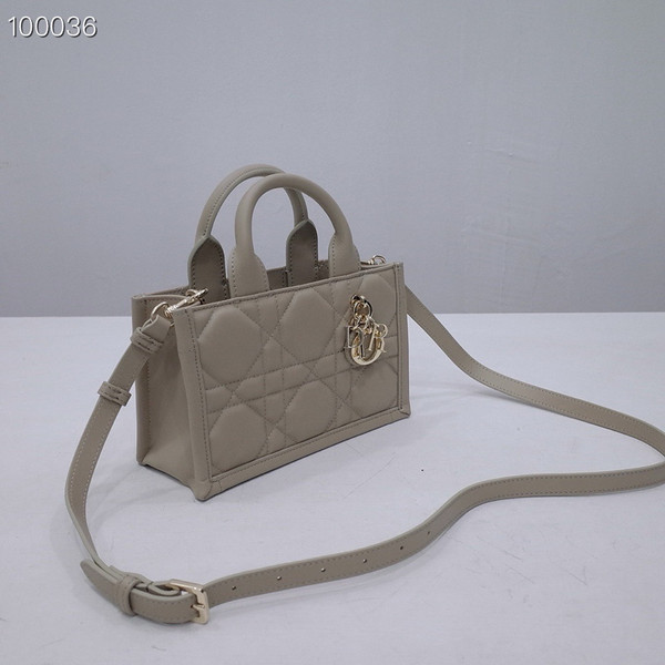 Christian Dior Mini Book Tote Bag 22cm Macrocannage Calfskin Leather, Powder Beige