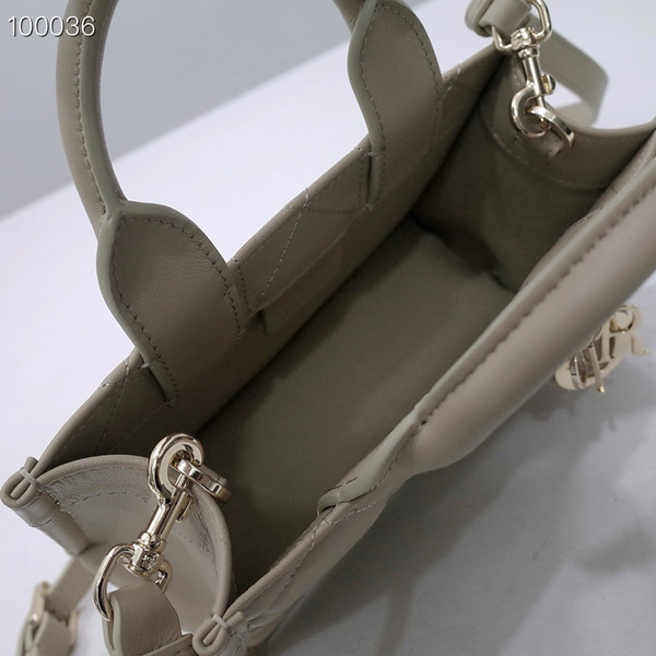 Christian Dior Mini Book Tote Bag 22cm Macrocannage Calfskin Leather, Powder Beige