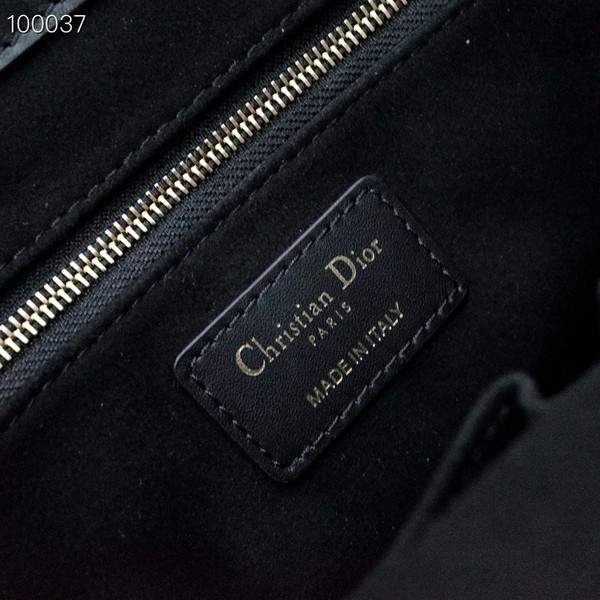 Christian Dior Medium Book Tote Bag 26cm Macrocannage Calfskin Leather, Black