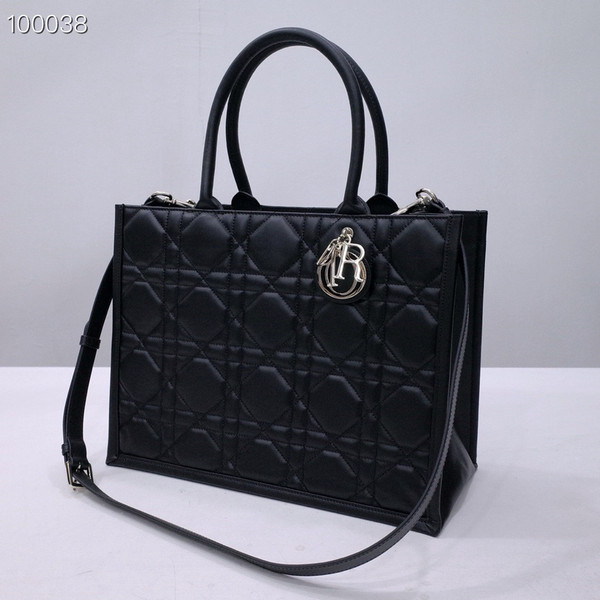 Christian Dior Large Book Tote Bag 36cm Macrocannage Calfskin Leather, Black