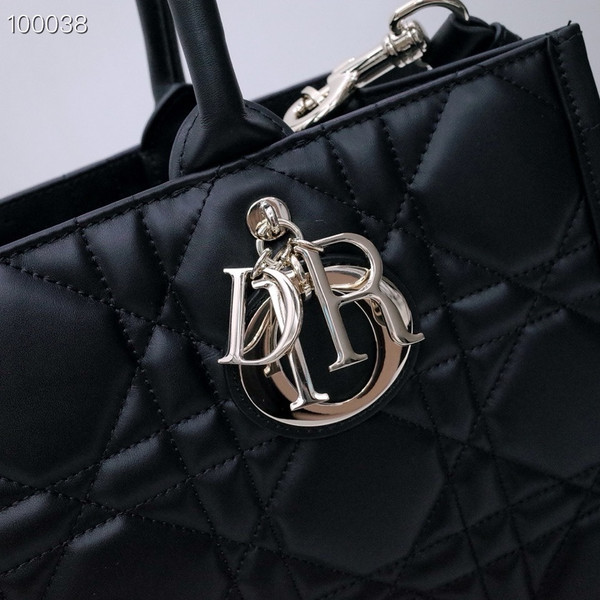 Christian Dior Large Book Tote Bag 36cm Macrocannage Calfskin Leather, Black