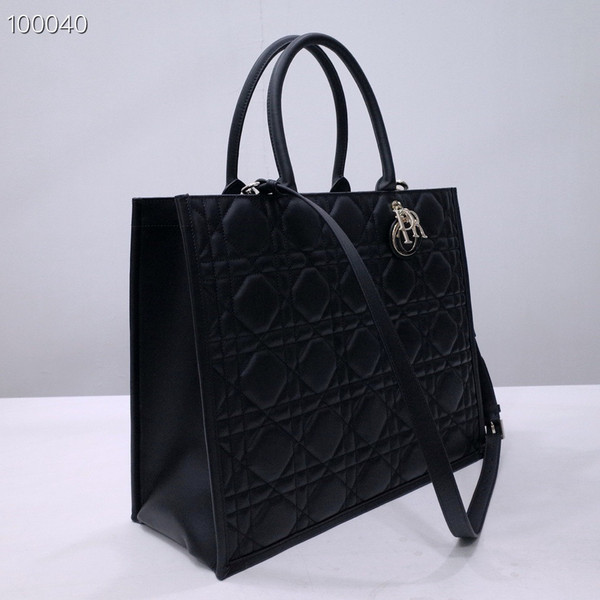 Christian Dior X-Large Book Tote Bag 42cm Macrocannage Calfskin Leather, Black