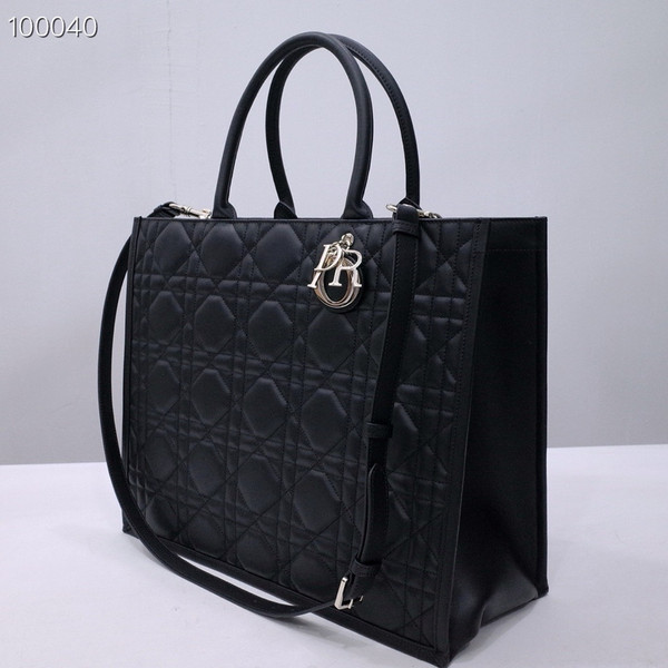 Christian Dior X-Large Book Tote Bag 42cm Macrocannage Calfskin Leather, Black