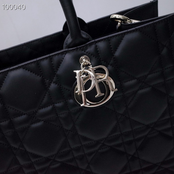 Christian Dior X-Large Book Tote Bag 42cm Macrocannage Calfskin Leather, Black