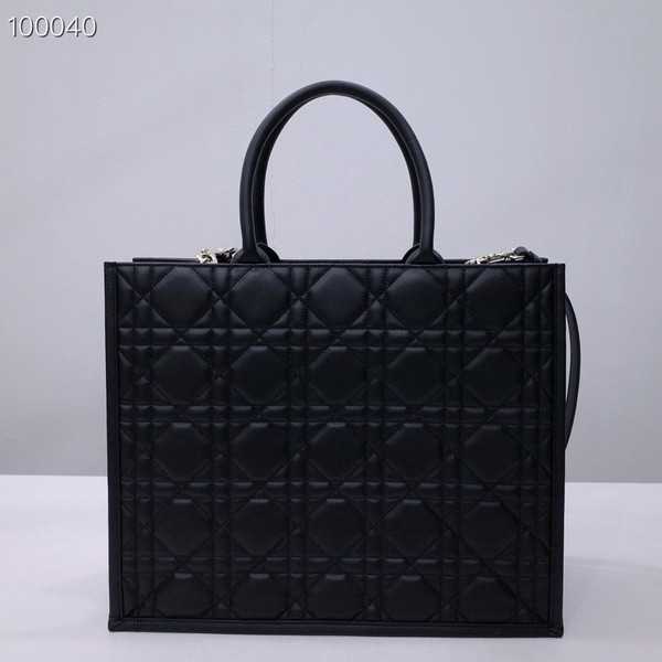 Christian Dior X-Large Book Tote Bag 42cm Macrocannage Calfskin Leather, Black