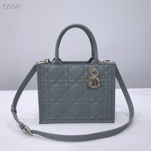 Christian Dior Medium Book Tote Bag 26cm Macrocannage Calfskin Leather, Stone Gray