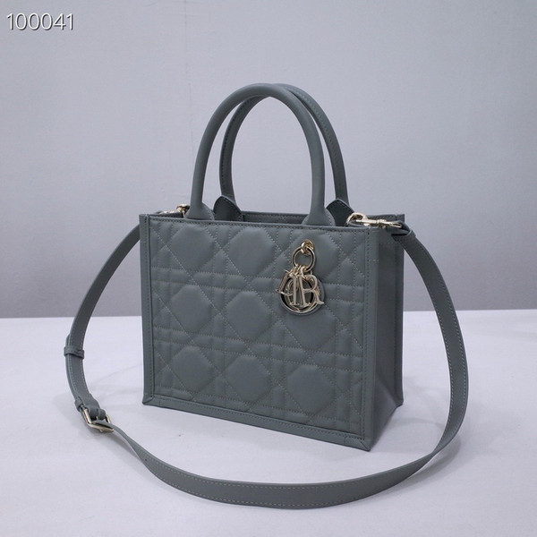 Christian Dior Medium Book Tote Bag 26cm Macrocannage Calfskin Leather, Stone Gray