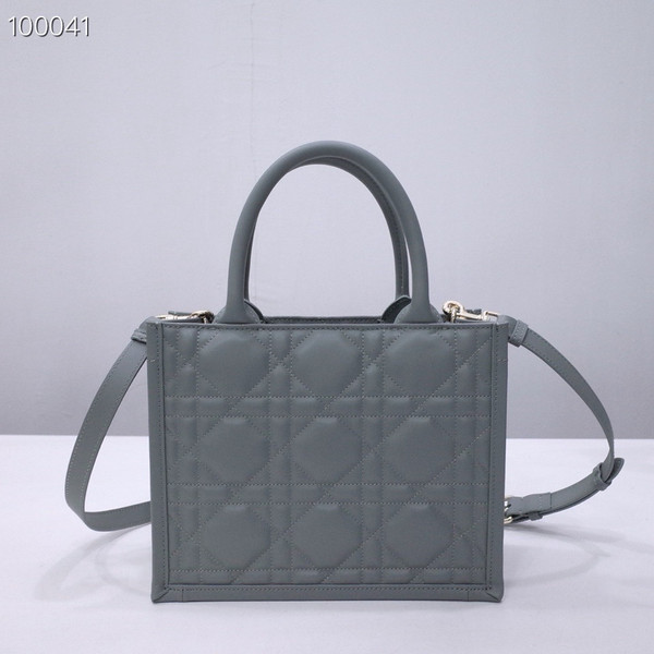 Christian Dior Medium Book Tote Bag 26cm Macrocannage Calfskin Leather, Stone Gray