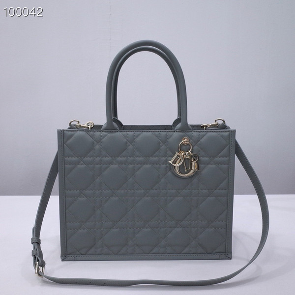 Christian Dior Large Book Tote Bag 36cm Macrocannage Calfskin Leather, Stone Gray