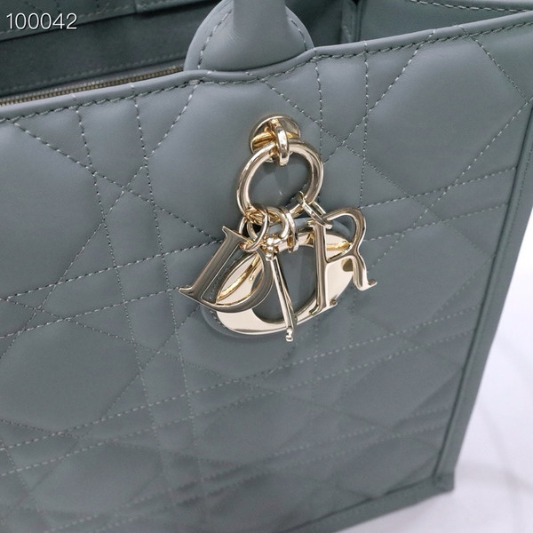 Christian Dior Large Book Tote Bag 36cm Macrocannage Calfskin Leather, Stone Gray