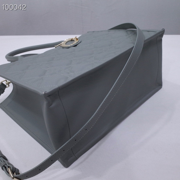 Christian Dior Large Book Tote Bag 36cm Macrocannage Calfskin Leather, Stone Gray