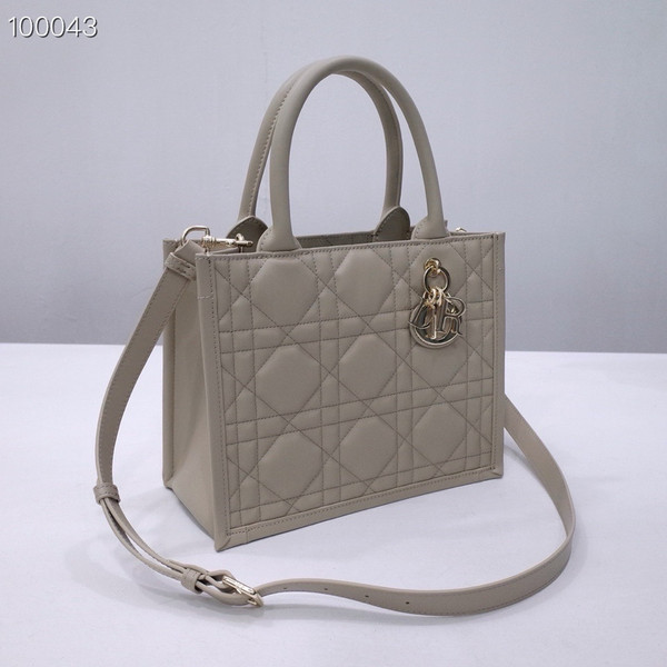 Christian Dior Medium Book Tote Bag 26cm Macrocannage Calfskin Leather, Powder Beige