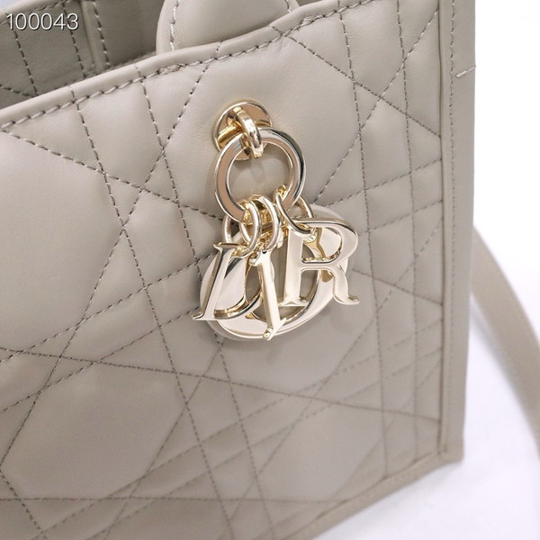 Christian Dior Medium Book Tote Bag 26cm Macrocannage Calfskin Leather, Powder Beige