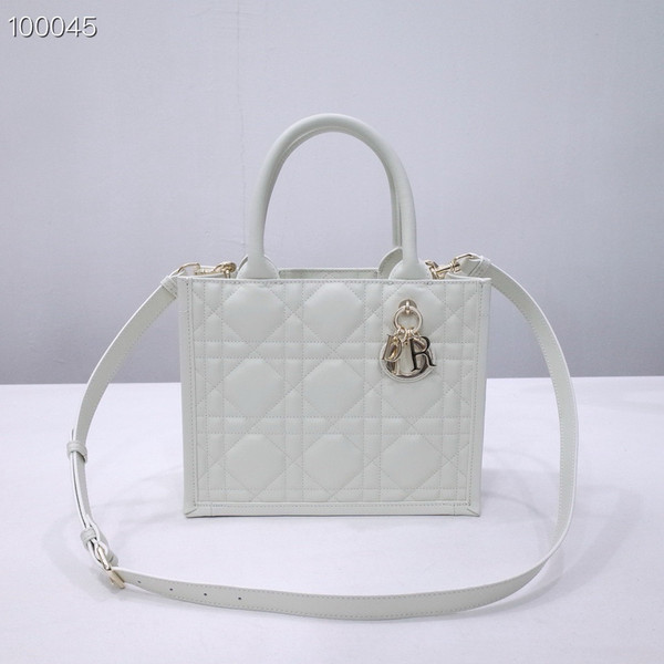 Christian Dior Medium Book Tote Bag 26cm Macrocannage Calfskin Leather, Latte