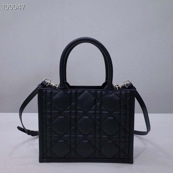 Christian Dior Medium Book Tote Bag 26cm Macrocannage Calfskin Leather, Matte Black