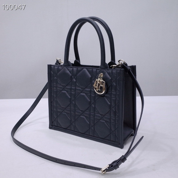 Christian Dior Medium Book Tote Bag 26cm Macrocannage Calfskin Leather, Matte Black