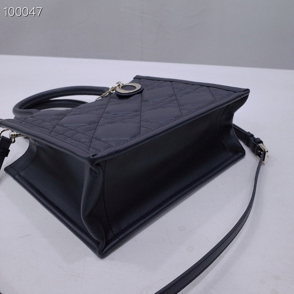Christian Dior Medium Book Tote Bag 26cm Macrocannage Calfskin Leather, Matte Black