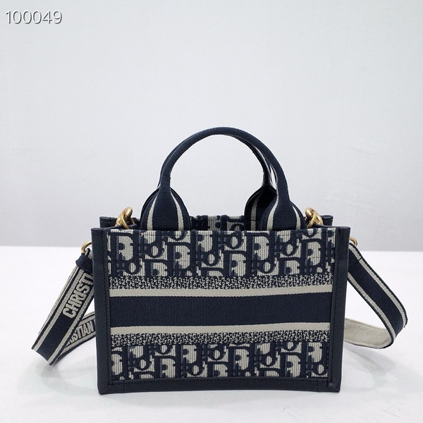 Christian Dior East-West Dior Book Tote with Strap Bag 22cm Dior Oblique Embroidery, Blue