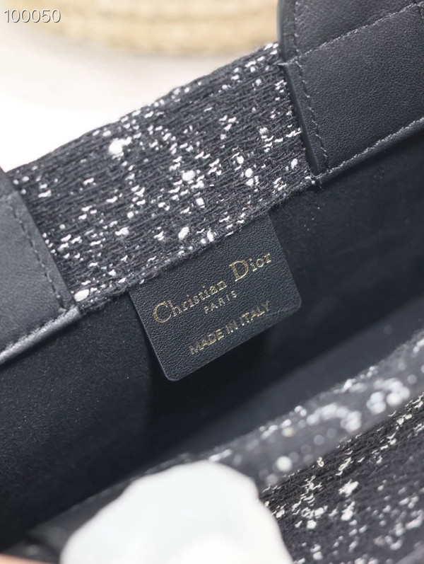 Christian Dior Mini Book Tote Bag 22cm Cannage Tweed, Black
