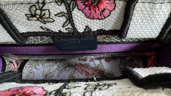 Christian Dior Mini Book Tote Bag 22cm Saisons Été Embroidery, White Multicolor