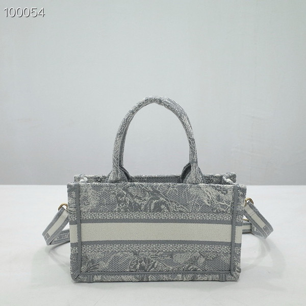 Christian Dior Mini Book Tote Bag 22cm Reverse Toile de Jouy Embroidery, Ecru and Gray