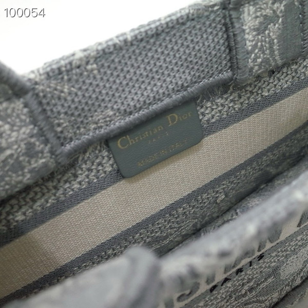 Christian Dior Mini Book Tote Bag 22cm Reverse Toile de Jouy Embroidery, Ecru and Gray