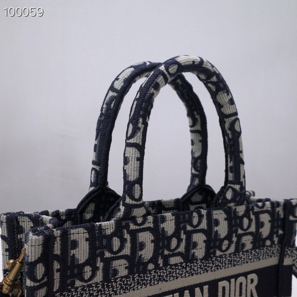 Christian Dior Mini Book Tote Bag 22cm Oblique Embroidery, Blue