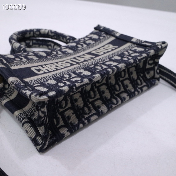 Christian Dior Mini Book Tote Bag 22cm Oblique Embroidery, Blue