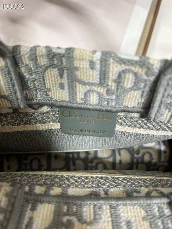 Christian Dior Mini Book Tote Bag 22cm Oblique Embroidery, Ecru and Gray