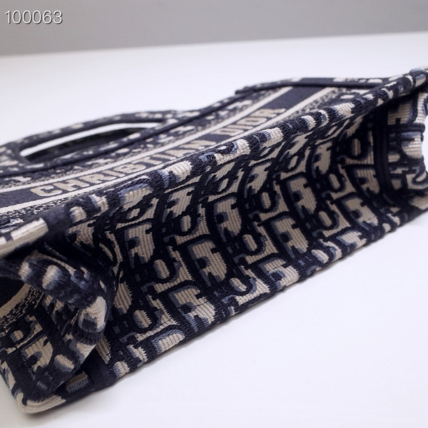 Christian Dior Mini Book Tote Bag 22cm 1286 Oblique Embroidery, Blue