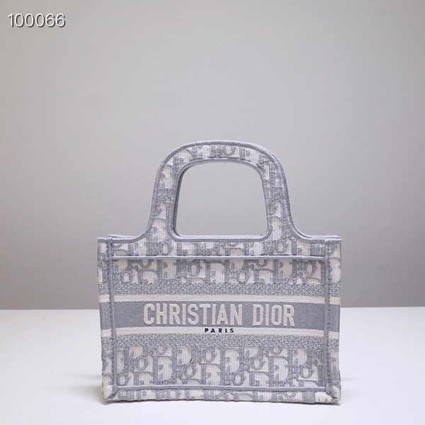 Christian Dior Mini Book Tote Bag 22cm 1286 Oblique Embroidery, Grey