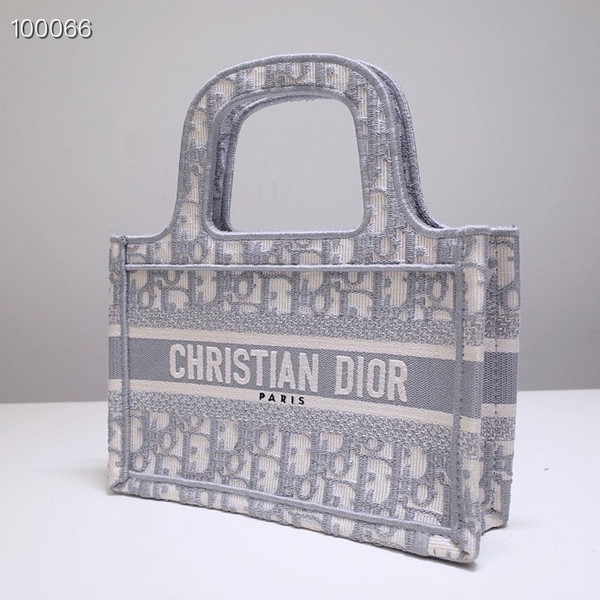 Christian Dior Mini Book Tote Bag 22cm 1286 Oblique Embroidery, Grey