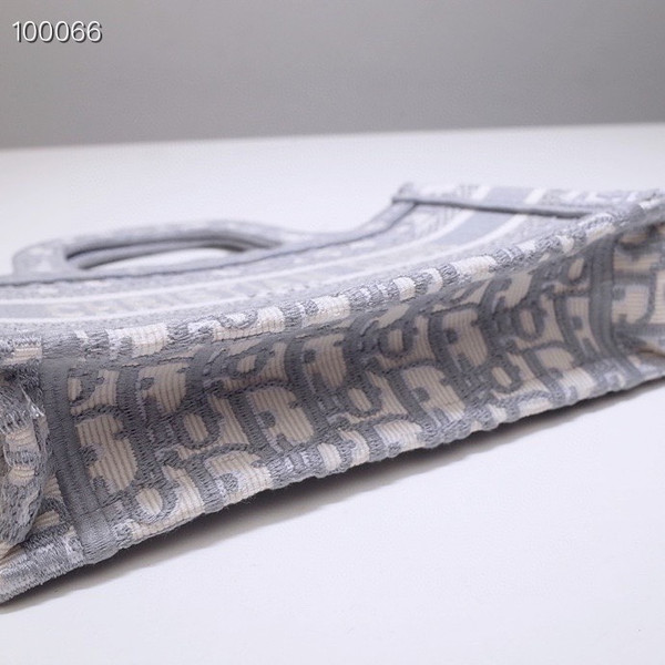 Christian Dior Mini Book Tote Bag 22cm 1286 Oblique Embroidery, Grey
