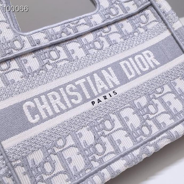 Christian Dior Mini Book Tote Bag 22cm 1286 Oblique Embroidery, Grey