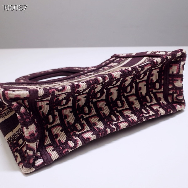 Christian Dior Mini Book Tote Bag 22cm 1286 Oblique Embroidery, Burgundy