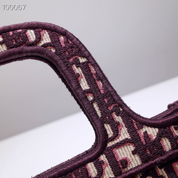 Christian Dior Mini Book Tote Bag 22cm 1286 Oblique Embroidery, Burgundy