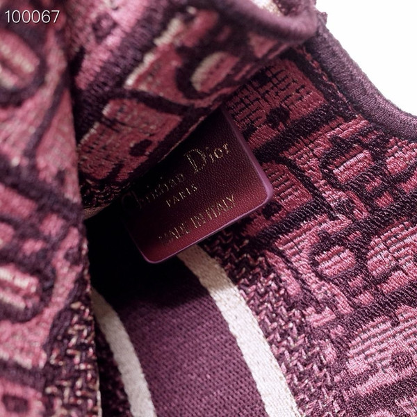 Christian Dior Mini Book Tote Bag 22cm 1286 Oblique Embroidery, Burgundy