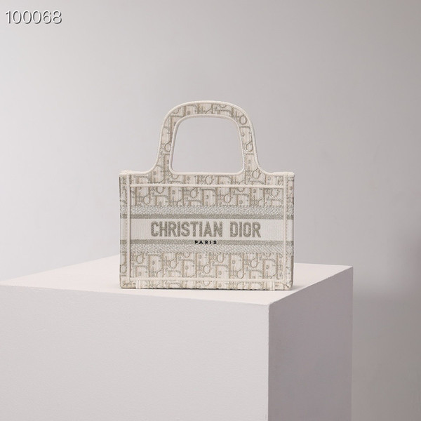 Christian Dior Mini Book Tote Bag 22cm 1286 Oblique Embroidery, Gold