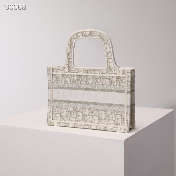 Christian Dior Mini Book Tote Bag 22cm 1286 Oblique Embroidery, Gold