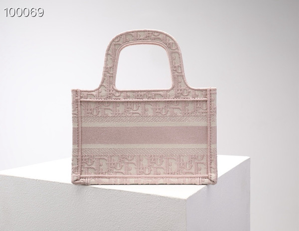 Christian Dior Mini Book Tote Bag 22cm 1286 Oblique Embroidery, Pink