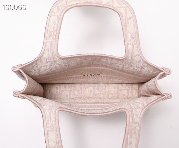 Christian Dior Mini Book Tote Bag 22cm 1286 Oblique Embroidery, Pink