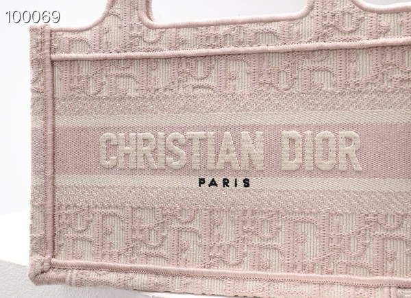 Christian Dior Mini Book Tote Bag 22cm 1286 Oblique Embroidery, Pink